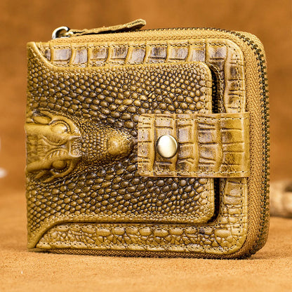 Cowhide Men's Wallet with Crocodile Pattern Genuine Leather Large Capacity Card Slot Zero Wallet