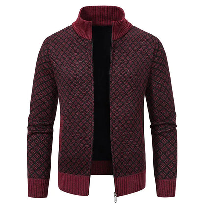 Men's Knitted Cardigan Coat Korean Slim Fit Trendy Sweater Autumn Winter Zip Up Mens Fleece Lined Top Clothing