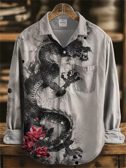 New retro Paisley skeleton 3D printed men's long sleeved shirt with dark style vintage casual shirt clothing