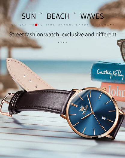 OLEVS 5869 Original Brand Fashion Men's Watch Simplicity Dial Trendy Quartz Watch Waterproof Date Milanese Mesh Belt  Wristwatch