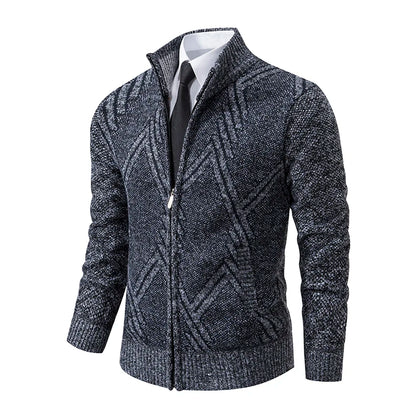 Spring Autumn Knit Cardigan Men Sweater Coat Man Clothes Brown Grey Brand Male Knitting Jackets