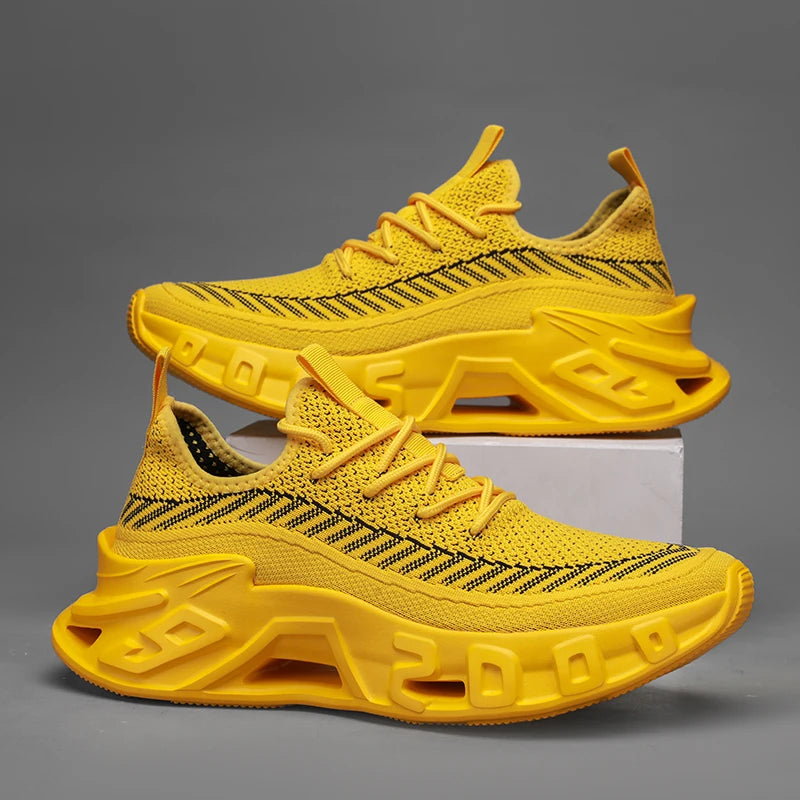 Trendy Men's Easiest for Match Breathable New Sports Shoes - Breathable Woven Upper with Striped Design, Lightweight and Plaid, Sports Shoes for Running, and Training Wear