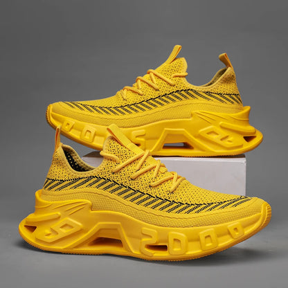 Trendy Men's Easiest for Match Breathable New Sports Shoes - Breathable Woven Upper with Striped Design, Lightweight and Plaid, Sports Shoes for Running, and Training Wear