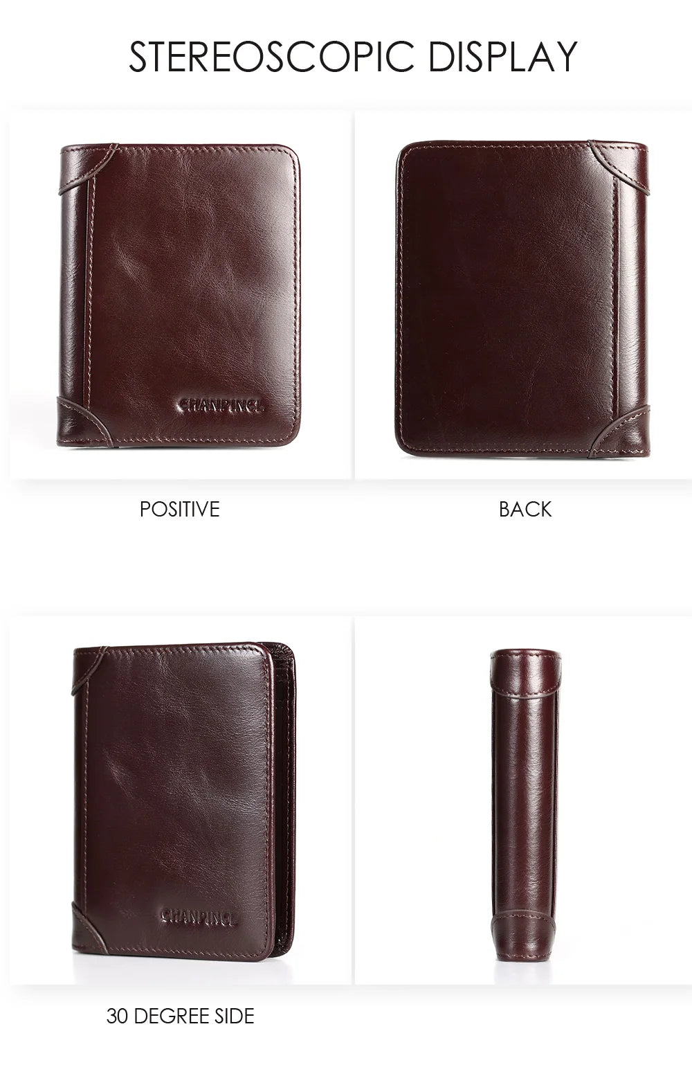 CHANPINCL Men's Italian Top-Grain Cow Leather Slim Tri-Fold Vertical Wallet – Multi-Card, RFID Blocking & Gift Box