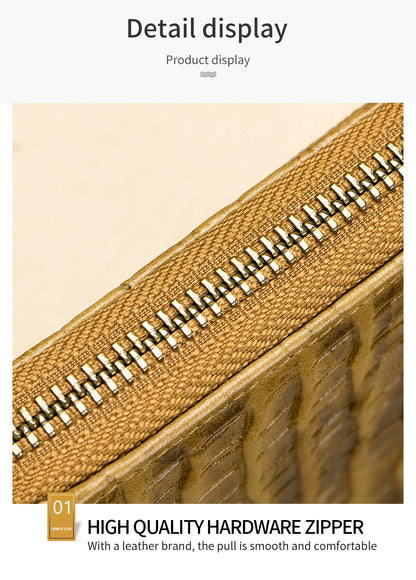 Cowhide Men's Wallet with Crocodile Pattern Genuine Leather Large Capacity Card Slot Zero Wallet