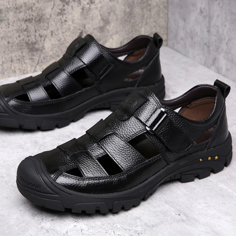 Classic High Quality Cow Leather Sandals Summer Outdoor Handmade Men Sandals Fashion Comfortable Men Beach Leather Shoes