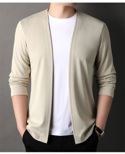 Spring Autumn Knit Cardigan Men Fashion Solid Color Stand Collar Slim Fit Comfortable Casual Men's Korean Knitted Sweater Jacket