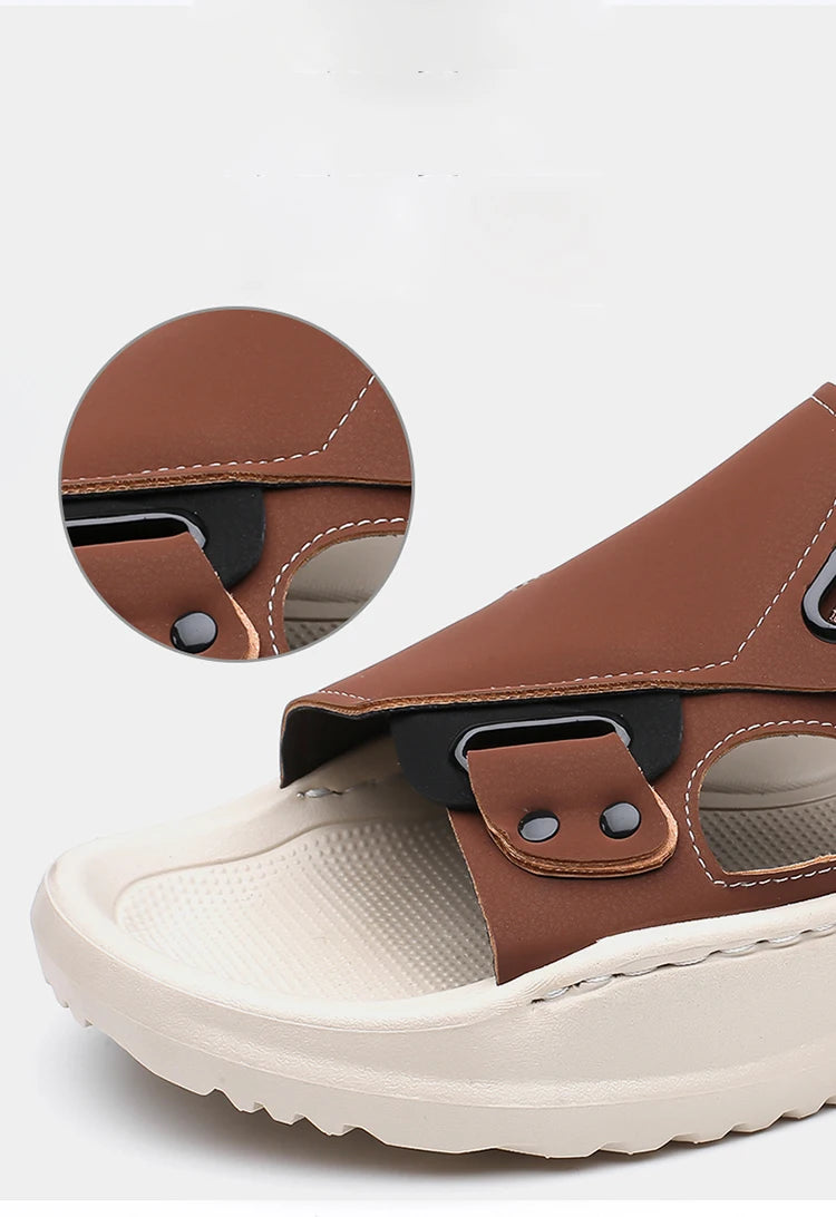 Men's Summer Outdoor Driving Sandals Comfortable Breathable Anti-slip Thick Bottom Two-Way Beach Slippers-WC20253