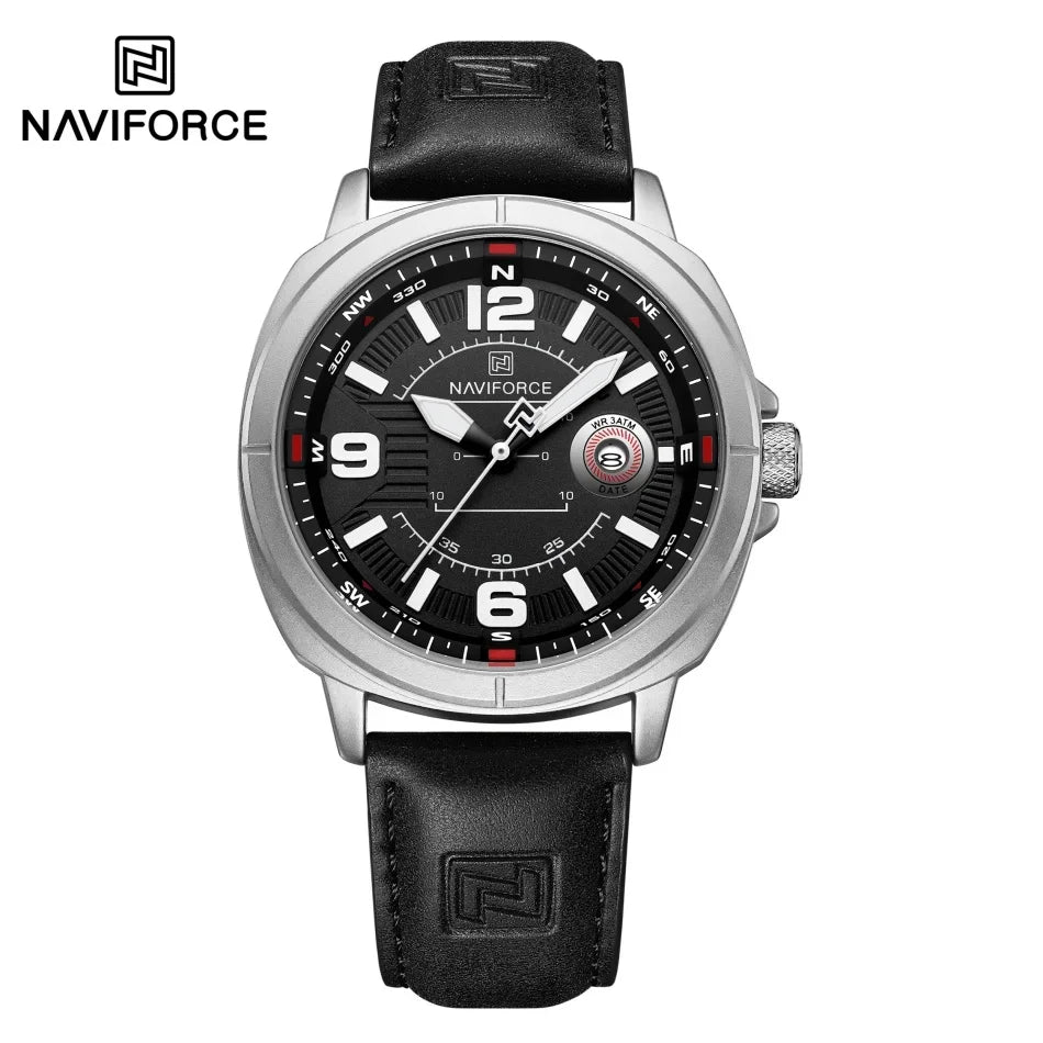 NAVIFORCE  High Quality Male Wristwatch PU Band Calendar Brand Men Quartz Watch Auto Date Display Waterproof Clocks Reloj Hombre