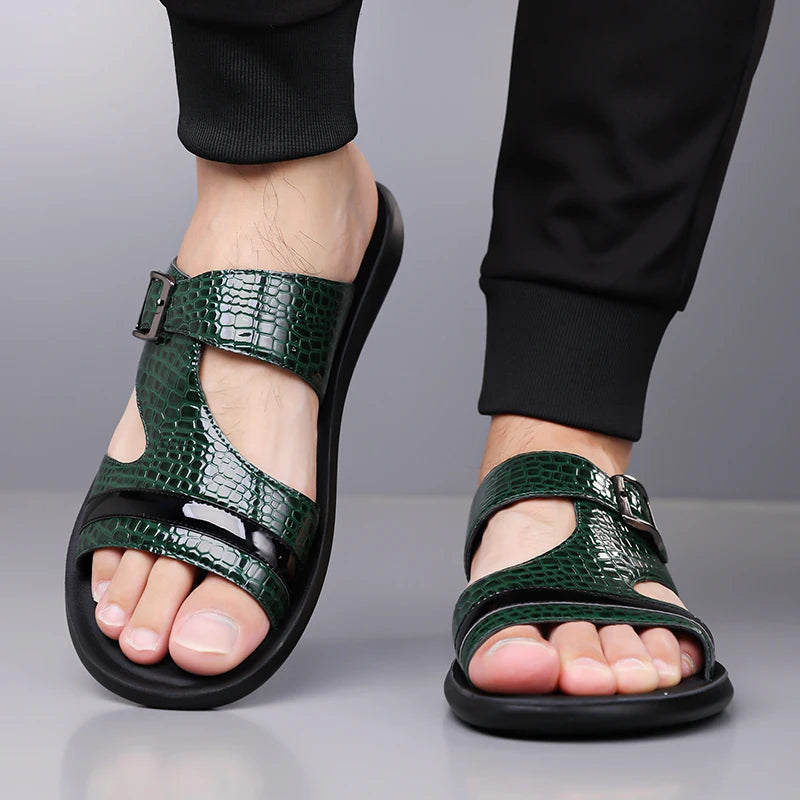 Plus Size 38-48 Hot-selling Men Slippers Sole Open Toe Beach Slides All-match Man Flip Flops Versatile Half Flats Sandals Slides