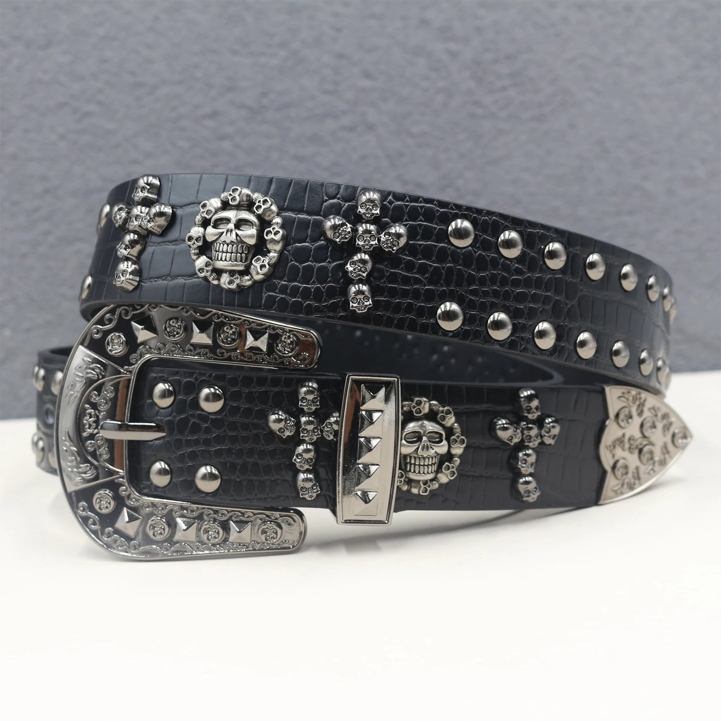 Y2K Punk spider Black Rivet Belt Goth Pu Leather Belts For Women Jeans Pants Boys And Girls Students Belt