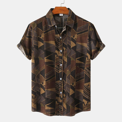 Hawaiian Summer Men's Casual Shirt Social Beach Style Short Sleeve Large Flower Print Chinese Resort Retro Loose Shirt
