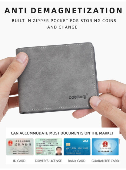 New Men's leather short wallet thin wallet Lightweight minimalist soft wallet