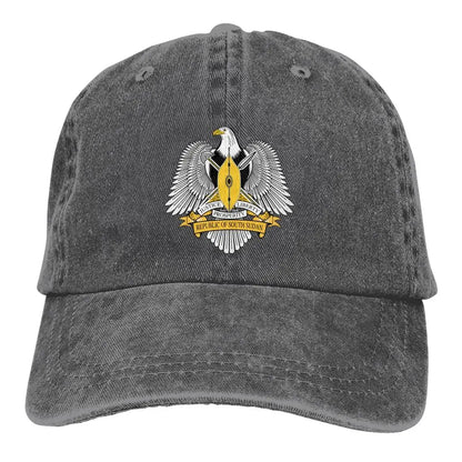 Men Baseball Cap South Sudan Emblem Charcoal Washed Denim Classic Vintage Cotton Dad Trucker Hat Unisex Adult