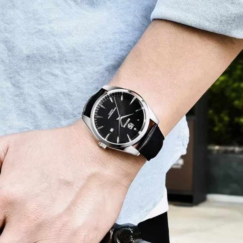 Benyar 5163 Top Brand Luxury Military Wristwatches Leather Quartz Watches Waterproof Simple Watch for Men Reloj Hombre