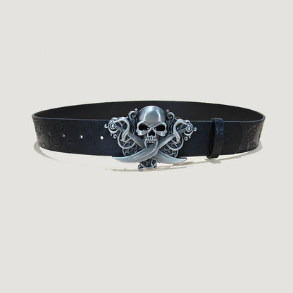 Punk Skull Plus size Leather Belt For women and men Harajuku Gothic Y2K Embossed Skeleton Hand Decoration Halloween Accessories