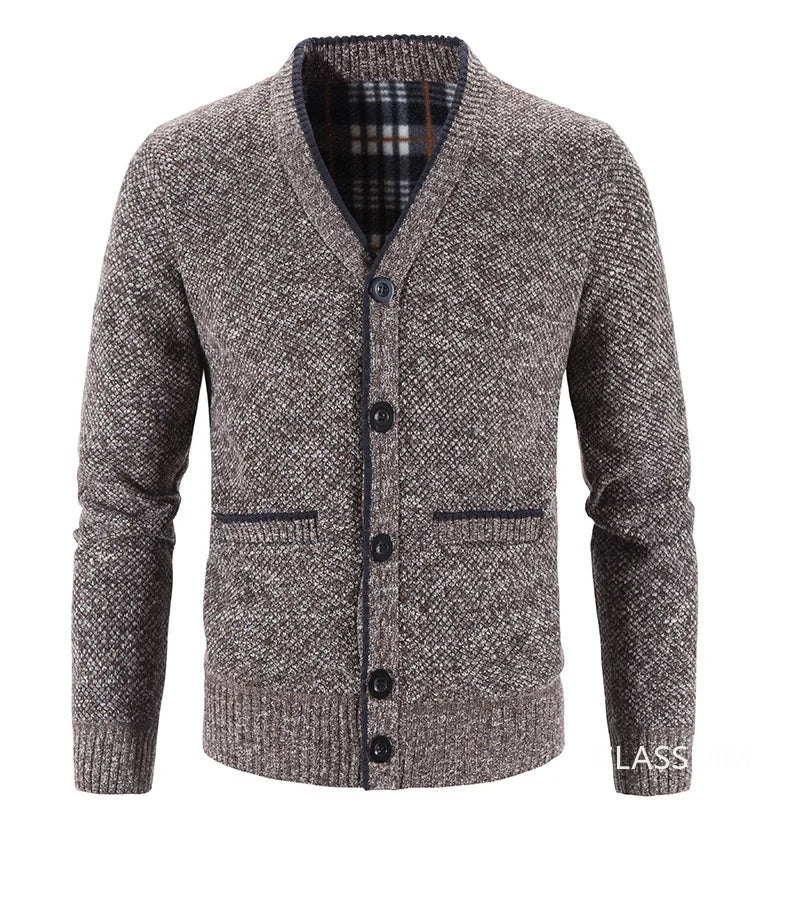 New Autumn Men V-neck Business Cardigans Sweatercoats Winter Warm Cardigan Sweaters Male Casual Cardigans Slim Fit Sweaters 4XL