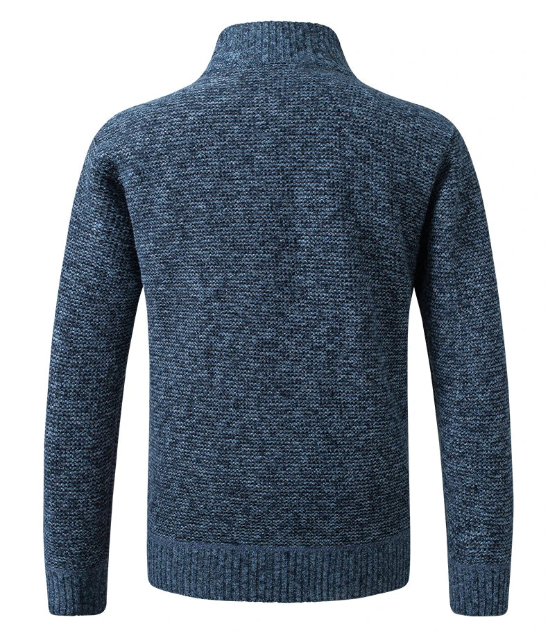 Men's Knitted Cardigan Coat Korean Slim Fit Trendy Sweater Autumn Winter Zip Up Mens Fleece Lined Top Clothing