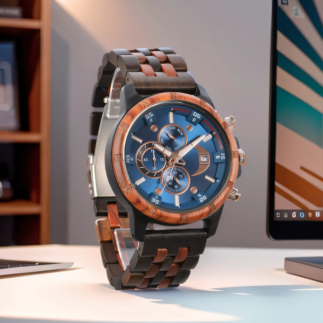 Man's Watches Wooden Watch Strap Hand Watch Quartz Wrist Watch for Men Chronograph  Luxury Brand montre homme Gift Drop Shipping