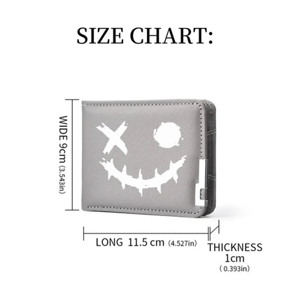 Cartoon Printed PU Leather Men's Wallet with Multiple Card Slots Slim Funny Expression Design Fashionable Compact Wallet
