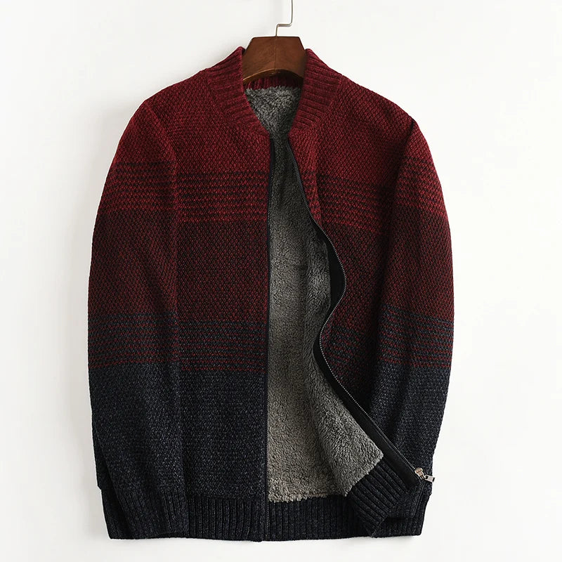 Men's Winter Thick Warm Snow Cotton Cardigan Sweater Rainbow Color plus Size 5XL 6XL 7XL Sweatcoat for Cold Weather