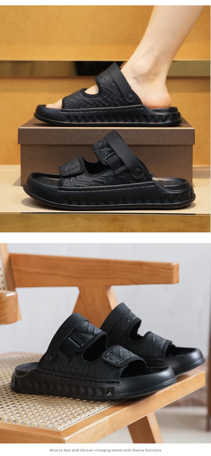 Men's casual slip on sandals summer soft-sole breathable lightweight outdoor walking shoes fashion sports Dual-purpose slippers