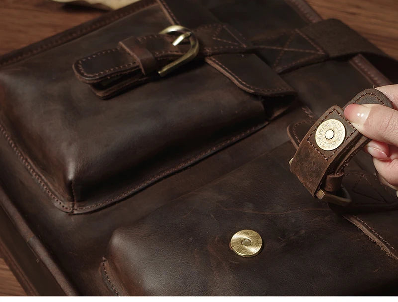 NUKA Retro Natural Cowhide Handbag Men's Real Leather Executive Briefcase Luxury Business Shoulder Bag Daily File Messenger Bags