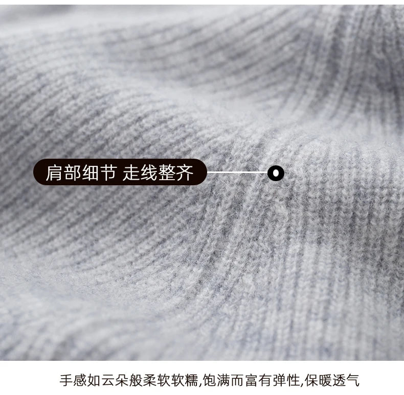 Men 100% Merino Wool Sweater Hooded Zipper Cardigan Autumn Winter Thickened Knit Large-size Jacket Long Sleeved Sportswear Coat