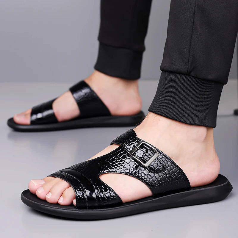 Plus Size 38-48 Hot-selling Men Slippers Sole Open Toe Beach Slides All-match Man Flip Flops Versatile Half Flats Sandals Slides