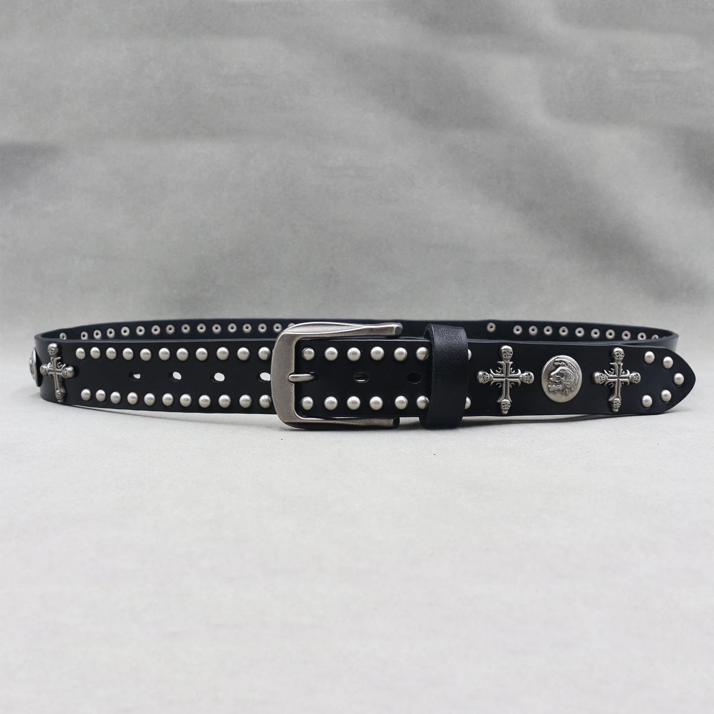NEW Metal Rivet Cowboy Belt Genuine Leather Cowskin Men Belt Punk Rivet Jeans Belts For WOMEN Ceinture Homme Cinturones Hombre