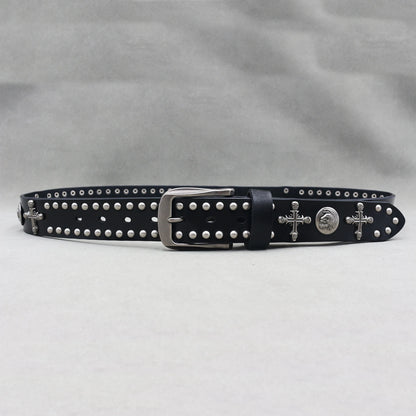 NEW Metal Rivet Cowboy Belt Genuine Leather Cowskin Men Belt Punk Rivet Jeans Belts For WOMEN Ceinture Homme Cinturones Hombre