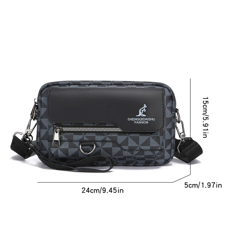 Business Men's Clutch Bags High Quality PU Leather Man's Small Shoulder Bag Multi-Functional Men Handbag Bag With Waist Strap