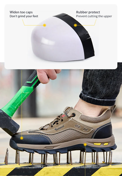 Summer Work Safety Shoes, Men's Puncture Resistant Work Shoes, Protective Shoes, Safety Boots, Tactical Boots