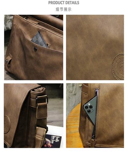 Retro Crossbody Bag Men Large Capacity Messenger Bag Flap Satchels Vintage Design Men's Crossbody Shoulder Bags Male Sling Pack