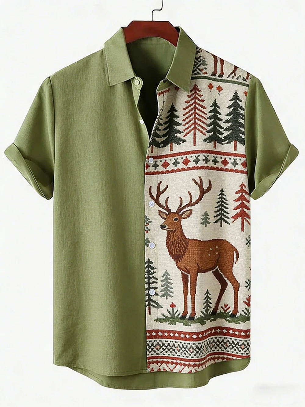 2026 Daily Men's Casual Short Sleeved Shirt with Natural Ethnic Pattern Printed Shirt Hawaii Beach Vacation Clothing