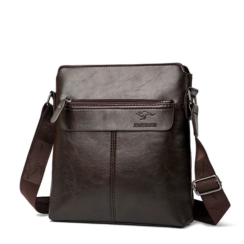 Men's Business Casual Backpack, Single-Shoulder Crossbody Pu Leather Briefcase, Multi-Compartment Large Capacity