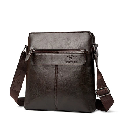 Men's Business Casual Backpack, Single-Shoulder Crossbody Pu Leather Briefcase, Multi-Compartment Large Capacity