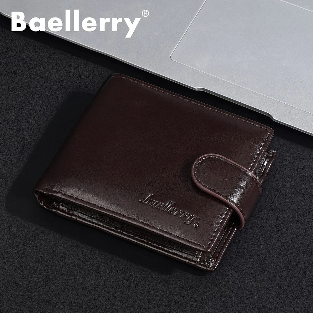 Baellerry New Short Men Wallets Zipper Coin Pocket Business Male Purses High Quality PU Card Holder Small Wallet For Men