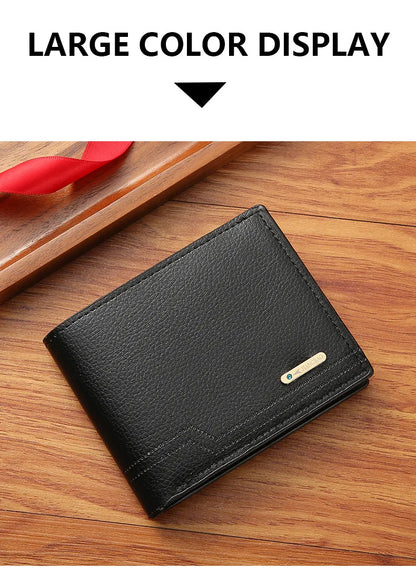 New Men's Short Frosted Leather Wallet Multi-Slot Coin Pocket Photo Holder Small Men's Wallet