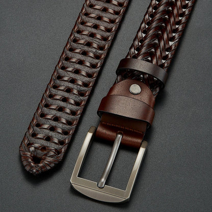 LUCKACE Genuine Leather Casual Men's Belt Trendy Golf Belts Knitted Belt With Alloy Buckle Best Gift Choice for Boyfriend/Husban