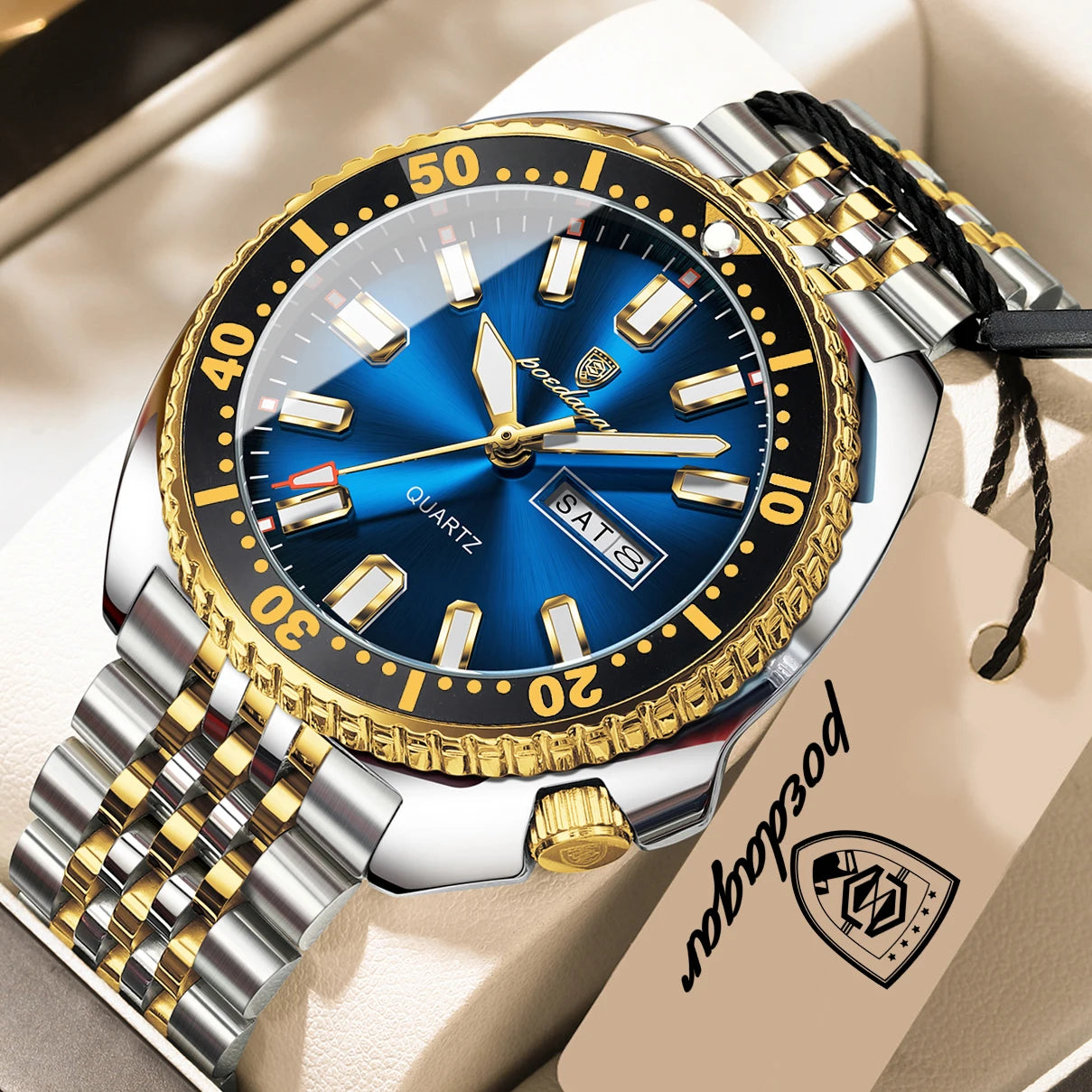 POEDAGAR Luxury Quartz Men Clock Waterproof Luminous Business Man Wristwatch Stainless Steel Date Week Sport Men's Watches Reloj