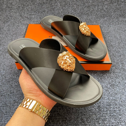 genuine leather slippers men original summer fashion Man slippers outdoor slides size 38-48 new brand designer shoes for man