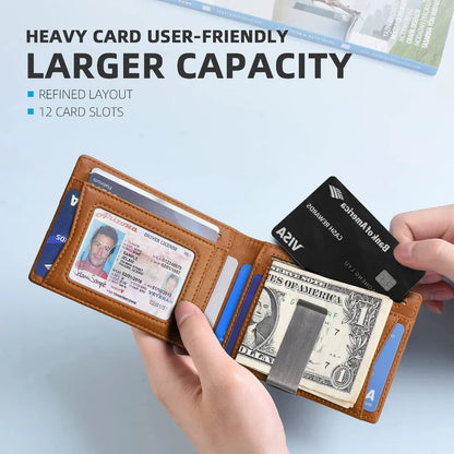 Personality Short Rfid Leather Men Wallets Carbon Fiber Slim Card Holder Wallet Black Minimalist Wallet for Men Father Day Gifts