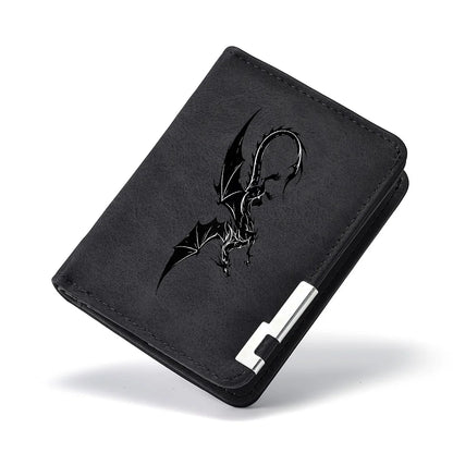 Men's Black Mini Wallet with Multiple Card Slots Dragon Pattern Simple Casual Design High-Quality Leather
