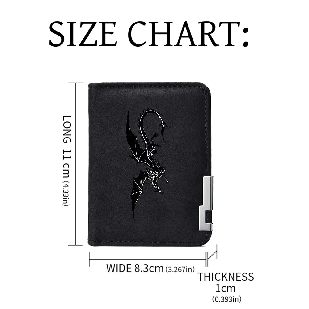 Men's Black Mini Wallet with Multiple Card Slots Dragon Pattern Simple Casual Design High-Quality Leather