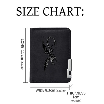 Men's Black Mini Wallet with Multiple Card Slots Dragon Pattern Simple Casual Design High-Quality Leather