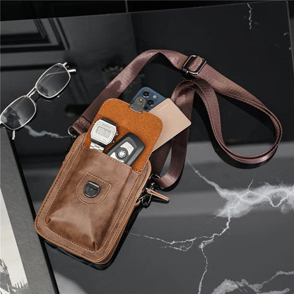 Vintage Mini Men's Crossbody Bag Fashion Shoulder Bag Men Mobile Phone Bag Casual Handbags Small Crossbody Shoulder Bag For Men