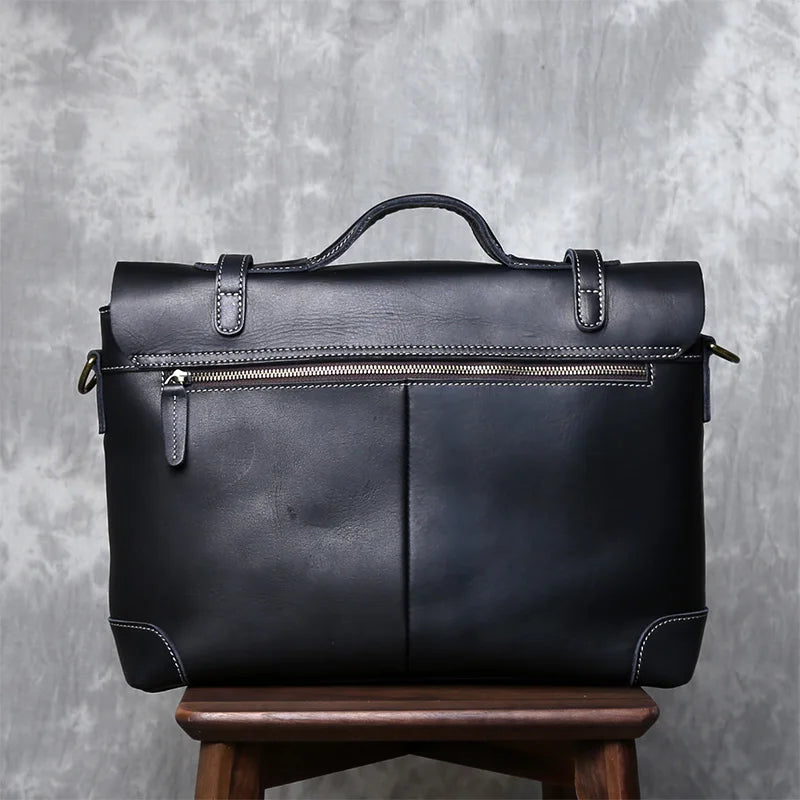 Retro Crazy Horse Leather Commuter Handbag Top Layer Cowhide Old Postman Bag British Style Leather Diagonal Shoulder Bag Male