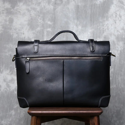 Retro Crazy Horse Leather Commuter Handbag Top Layer Cowhide Old Postman Bag British Style Leather Diagonal Shoulder Bag Male