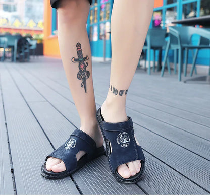 Men's Summer Genuine Leather Sandals Classic Roman Men Shoes Slippers Soft Comfortable Men Non-slip Walking Footwea Plus Size 47